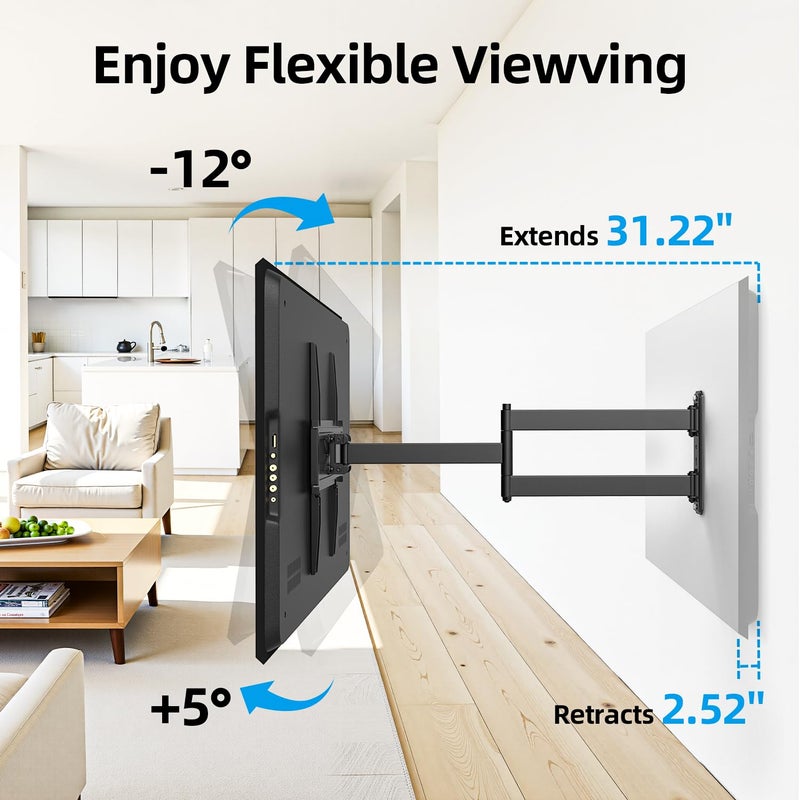 USX STAR Corner TV Wall Mount Long Arm TV Mount Bracket for 32-70 Inch TVs, Full Motion Mounts with 32â€ Articulating Arms Extension & Tilt & Swivel, Holds up to 400x400mm VESA, 80 lbs for 55 65 TVS - Image 4