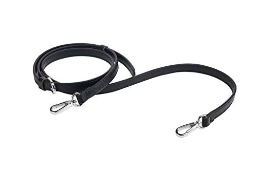 LIVE UP Full Grain Purse Strap Genuine Leather Replacement for Cross Body Bag HandBags (2# Black-Silver Buckles) - Image 1