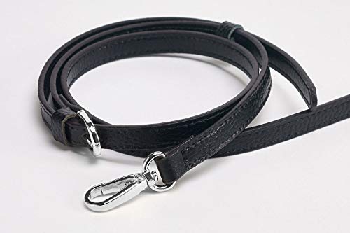 LIVE UP Full Grain Purse Strap Genuine Leather Replacement for Cross Body Bag HandBags (2# Black-Silver Buckles) - Image 2