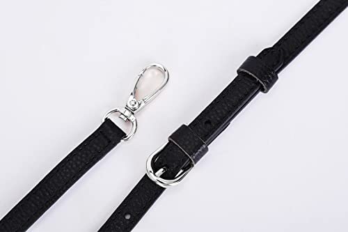LIVE UP Full Grain Purse Strap Genuine Leather Replacement for Cross Body Bag HandBags (2# Black-Silver Buckles) - Image 5