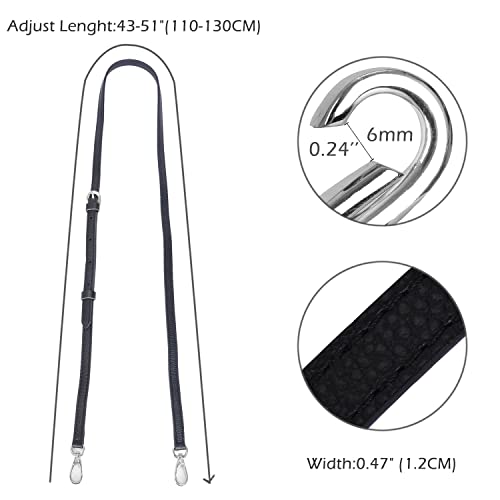 LIVE UP Full Grain Purse Strap Genuine Leather Replacement for Cross Body Bag HandBags (2# Black-Silver Buckles) - Image 4