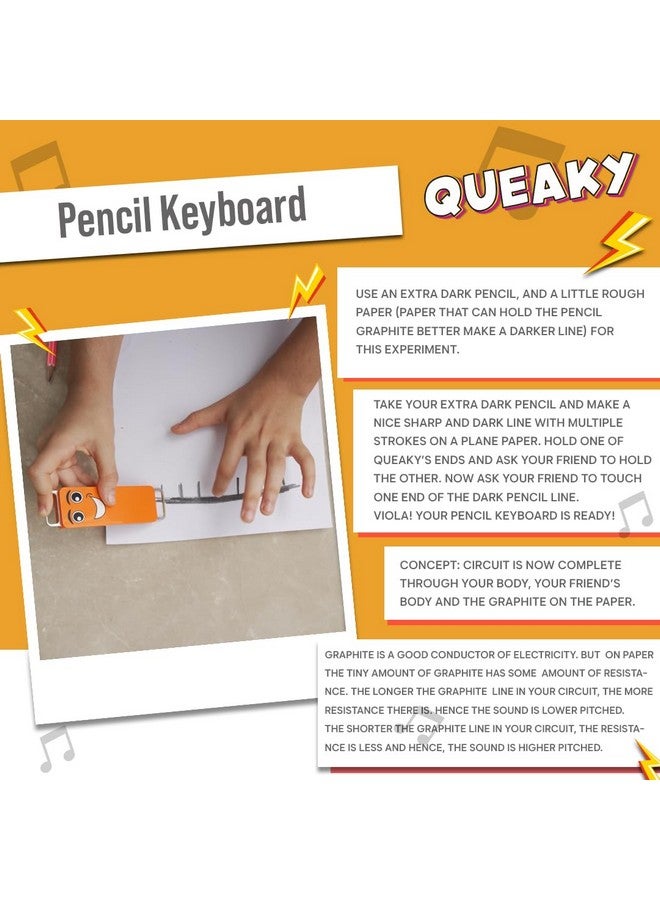 بليكس لعبة Blix Queaky - لعبة STEM، لعبة تجريبية، لعبة تعليمية، لعبة إبداعية، لعبة تعليمية، أفضل لعبة هدية للأطفال، لعبة Queaky ليست مجرد لعبة موسيقية وصوتية، التعلم من خلال اللعب (برتقالي) - Image 2