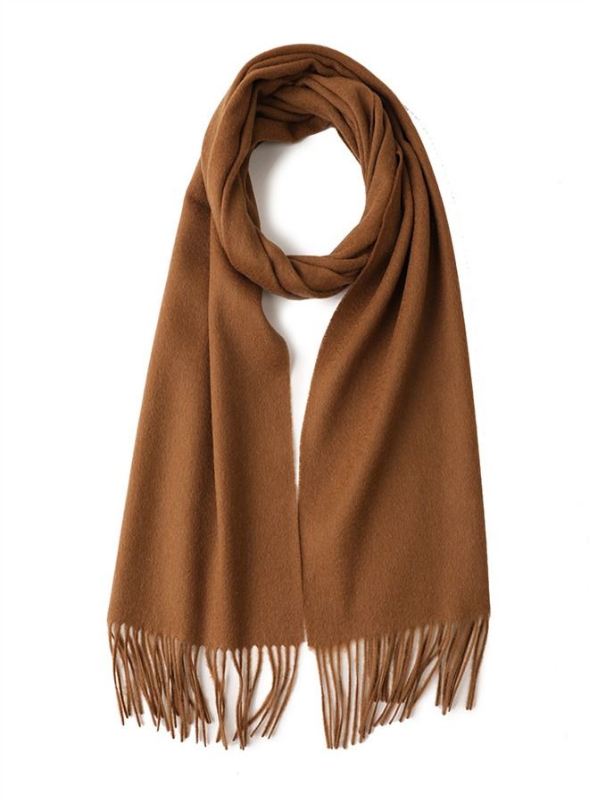 Loquat Solid Color Soft And Comfortable Wool Scarf  - Image 2