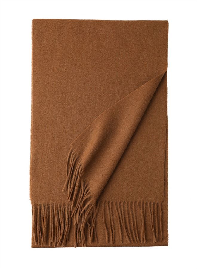 Loquat Solid Color Soft And Comfortable Wool Scarf  - Image 3