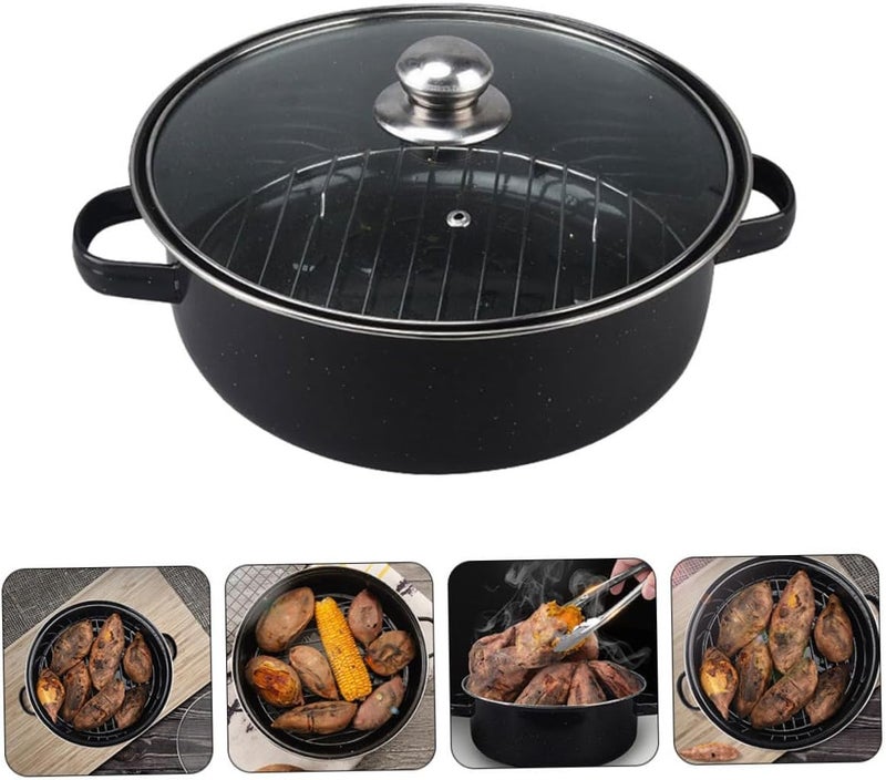 Multi Function Roaster Oven with Lid Cooking Pot for Roasting Sweet Potatoes and More for Family Gatherings Camping and Daily Baking Ergonomic Double Handles - Image 4