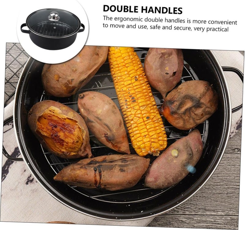 Multi Function Roaster Oven with Lid Cooking Pot for Roasting Sweet Potatoes and More for Family Gatherings Camping and Daily Baking Ergonomic Double Handles - Image 3
