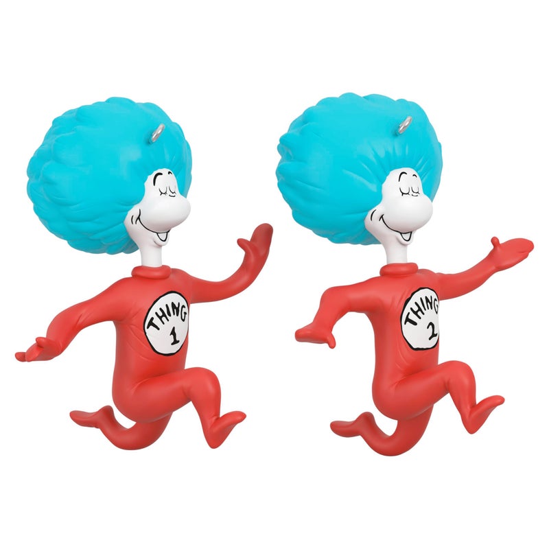 Hallmark Keepsake Christmas Ornaments 2024  Dr. Seuss's The Cat in the Hat Thing One and Thing Two  Set of 2  Gifts for Dr. Seuss Fans - Image 1