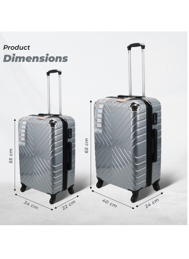 ENDLESS  Set Of 2 Luggage Trolleys - 55cm (Cabin) & 65cm (Check-In) Hardsided Suitcase With In-Built TSA Lock and Spinner Wheels | Material: Polycarbonate + ABS | Carry on Luggage  - Image 3