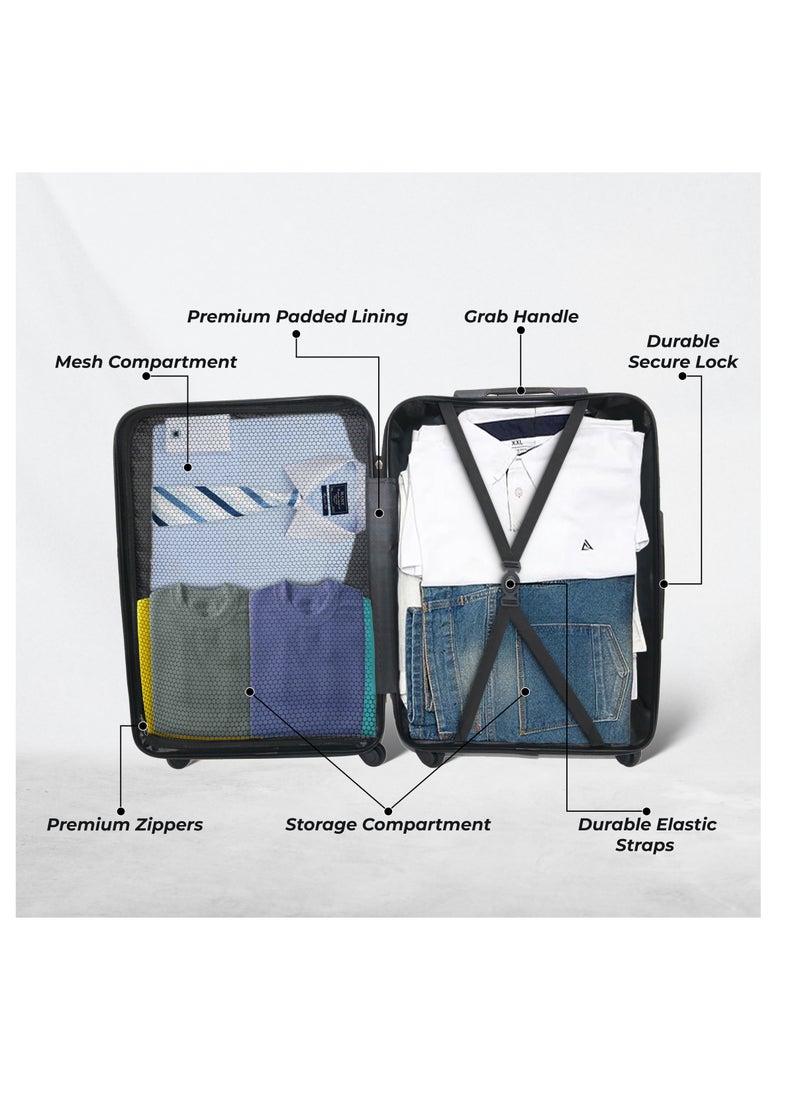 ENDLESS  Set Of 2 Luggage Trolleys - 55cm (Cabin) & 65cm (Check-In) Hardsided Suitcase With In-Built TSA Lock and Spinner Wheels | Material: Polycarbonate + ABS | Carry on Luggage  - Image 4