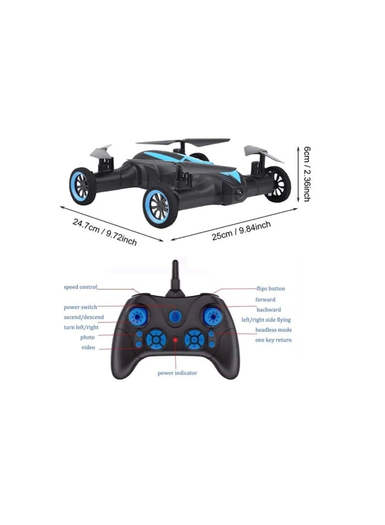 LH-X21 RC Car Mini Drone 2-In-1 RC Flying Car & Drone Headless Mode 3D Rolling One-key Return Portable Drone & RC Car For Adults And Kids Blue/Black - Image 3