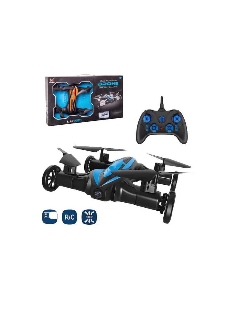 LH-X21 RC Car Mini Drone 2-In-1 RC Flying Car & Drone Headless Mode 3D Rolling One-key Return Portable Drone & RC Car For Adults And Kids Blue/Black - Image 4