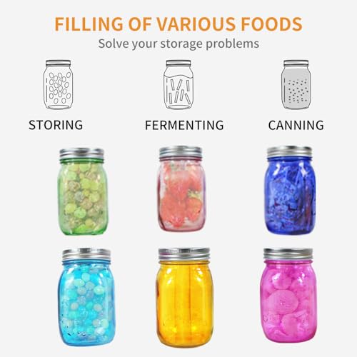 COOKWIN Colored Mason Jars 16oz Set, 6 Pack Durable Wide Mouth Glass Canning Jars with Lids for Canning, Decor, Storage And DIY Crafts - Image 4