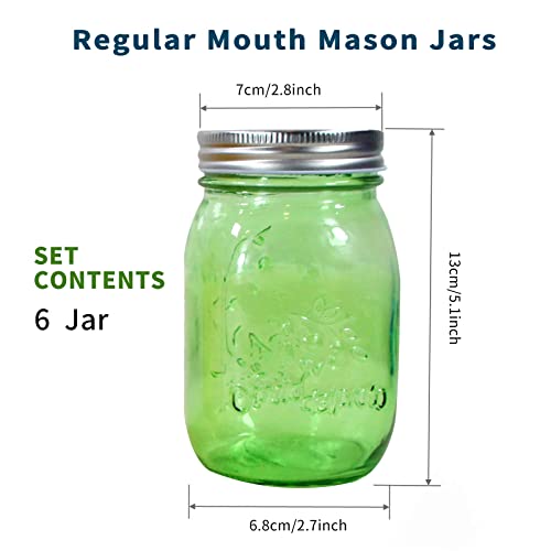 COOKWIN Colored Mason Jars 16oz Set, 6 Pack Durable Wide Mouth Glass Canning Jars with Lids for Canning, Decor, Storage And DIY Crafts - Image 3