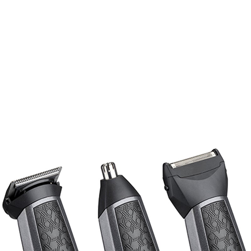 BaByliss Carbon Titanium 10-in-1 Multi Trimmer For Men | 200 grams Lightweight Design | High Power 60 Minutes Cordless Use | Attachments For Multiple Body Hair Trim & Washable Heads | MT727SDE Grey/Black - Image 4