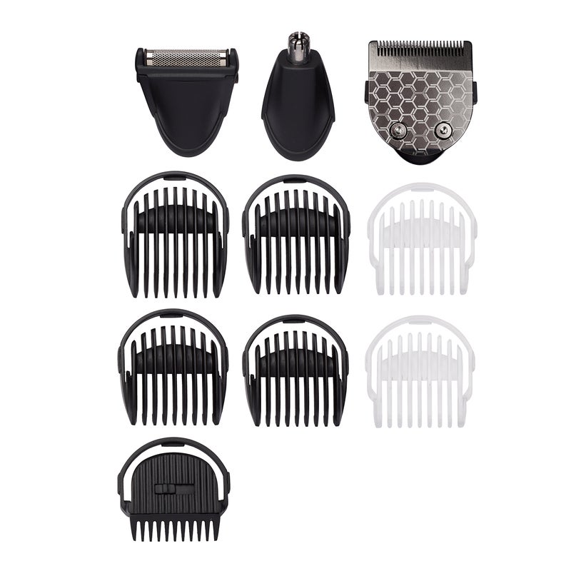 BaByliss Carbon Titanium 10-in-1 Multi Trimmer For Men | 200 grams Lightweight Design | High Power 60 Minutes Cordless Use | Attachments For Multiple Body Hair Trim & Washable Heads | MT727SDE Grey/Black - Image 2