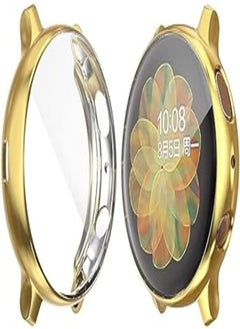 For Samsung Galaxy Watch Active 2 44mm Screen Protector Case, Plated Soft TPU Case Full Coverage Screen Protective Cover Bumper Shell for Galaxy Active 2 44mm Smart Watch - Gold
