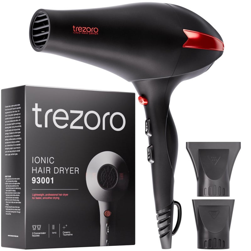 TREZORO Professional Ionic Hair Dryer for Salon - 2200W Powerful Blow Dryer - Lightweight Travel for Normal & Curly Hair Includes Volume Styling Nozzle - Image 1
