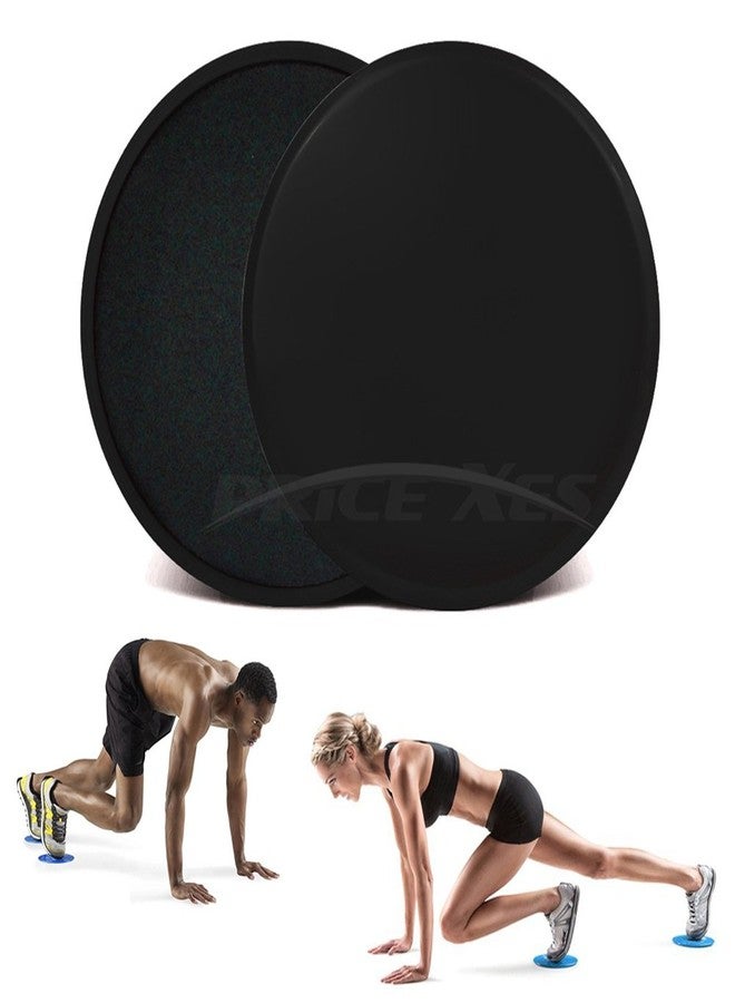 Price Xes 2 x Dual Sliding Discs Exercise Sliders Core Sliders Fitness Ultimate Trainer Gym Home Abdominal & Total Full Body Workout Equipment on ALL surfaces Slide Exercises (Black, Circle) - Image 1