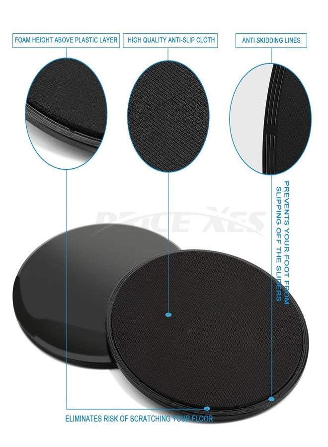 Price Xes 2 x Dual Sliding Discs Exercise Sliders Core Sliders Fitness Ultimate Trainer Gym Home Abdominal & Total Full Body Workout Equipment on ALL surfaces Slide Exercises (Black, Circle) - Image 2