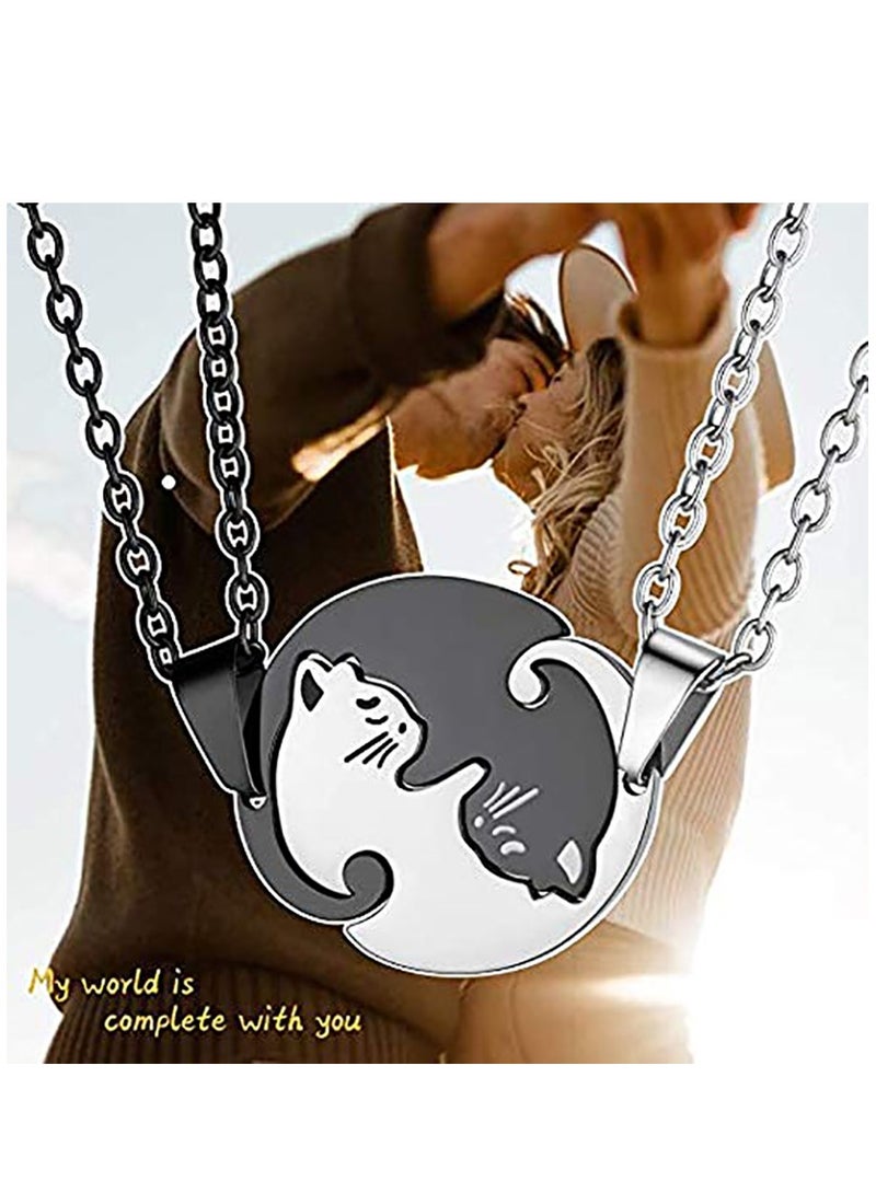 KASTWAVE Cat Couple Pendant, Couple Matching Necklace Lover's 2pcs Pendant for Wedding Anniversary Valentine's Present (2pcs) - Image 4