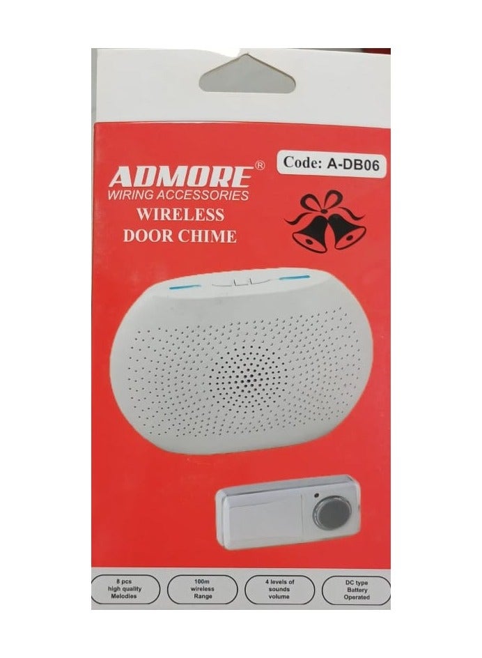 ADMORE WIRELESS DOOR CHIME 100MTR RANGE WITH 8 MELODIES A-DB06