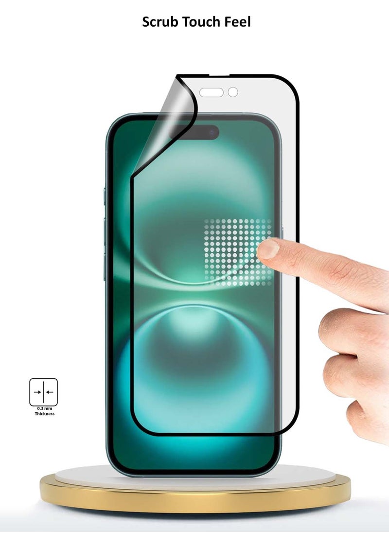 Wtech Nano Ceramic Anti Fingerprint Full Glue Full Cover Matte Flexible Screen Protector For Apple iPhone 16 2024 Clear/Black  - Image 2
