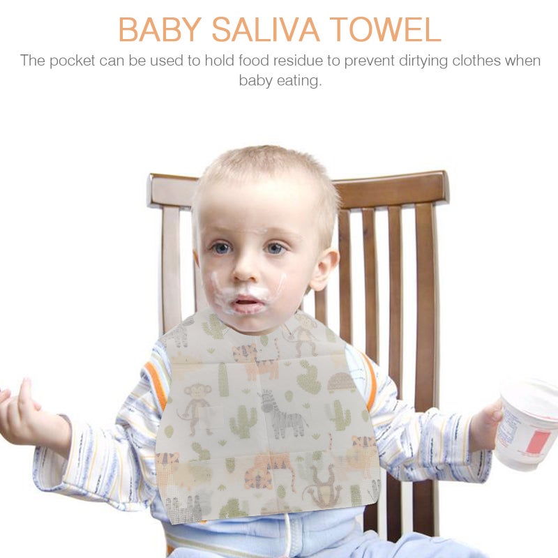 40 pcs Baby Disposable Bibs with Catcher Pocket Adjustable Toddler Feeding Bib - Image 5