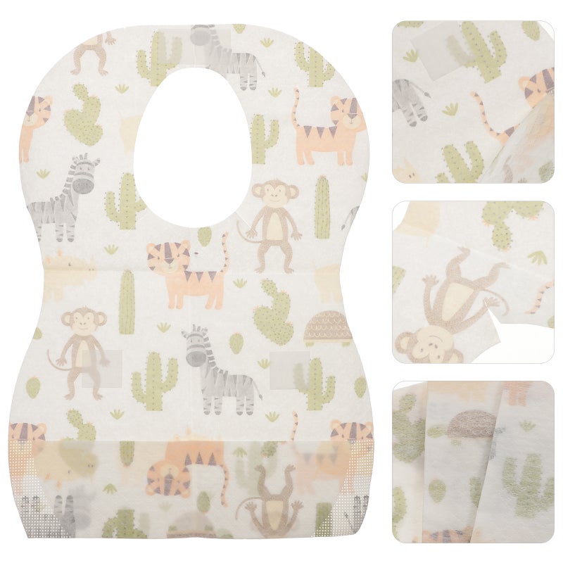 40 pcs Baby Disposable Bibs with Catcher Pocket Adjustable Toddler Feeding Bib - Image 1