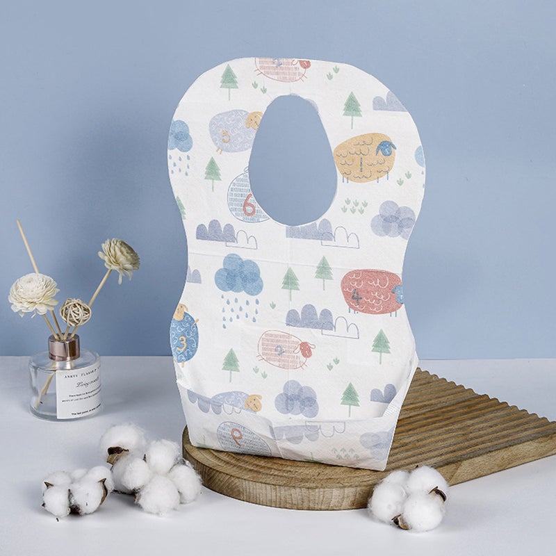 40 pcs Baby Disposable Bibs with Catcher Pocket Adjustable Toddler Feeding Bib - Image 2