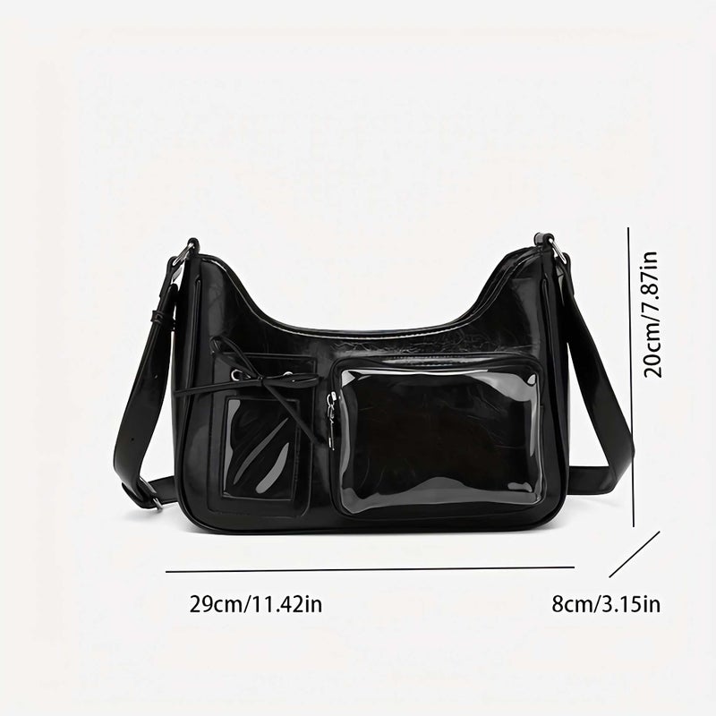 Winatehr ita black shoulder bag for women, pin display kawaii bow anime crossbody bag, cute y2k everyday coquette purse - Image 4