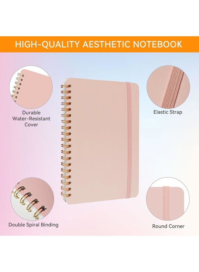 DMSVK 4 PCS Small Spiral Notebook 5x7, Spiral Journal Notebook, Notebooks for Work, Note Taking, School, Small Notebooks 5x7 with Strap, Cute Notebooks for Women 50 Sheets - Image 3