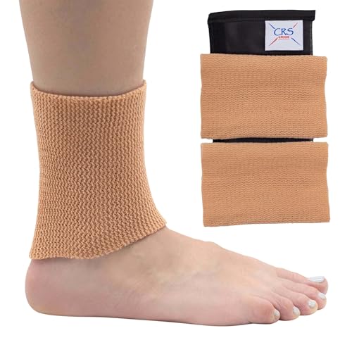 CRS Cross Ankle Gel Sleeves. One Pair of Premium Padded Skate Socks to Cushion and Protect Ankle, Foot and Leg for Figure Skating, Ice Hockey, Roller, Inline Skates. Riding or Ski Boots. (Tan) - Image 1