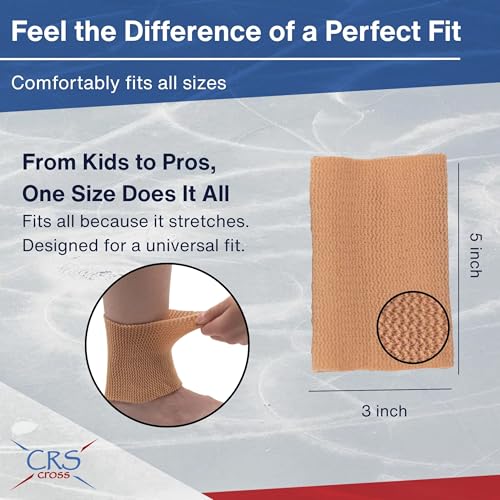 CRS Cross Ankle Gel Sleeves. One Pair of Premium Padded Skate Socks to Cushion and Protect Ankle, Foot and Leg for Figure Skating, Ice Hockey, Roller, Inline Skates. Riding or Ski Boots. (Tan) - Image 4