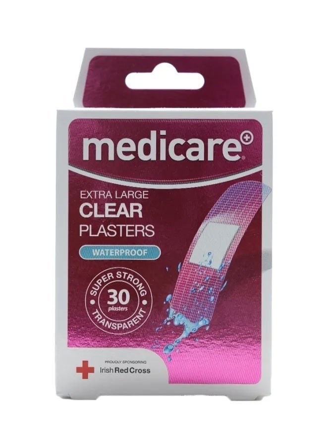 Extra Clear Waterproof Plasters, XL, 30 Pcs