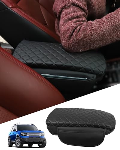 TBHOO for Bronco Sport Center Console Armrest Cover 2026 2025 2024 2023 2022 2021 Bronco Sport Accessories Black with Pockets Upgrade Arm Rest Pad Console Cushion Lid - Image 1