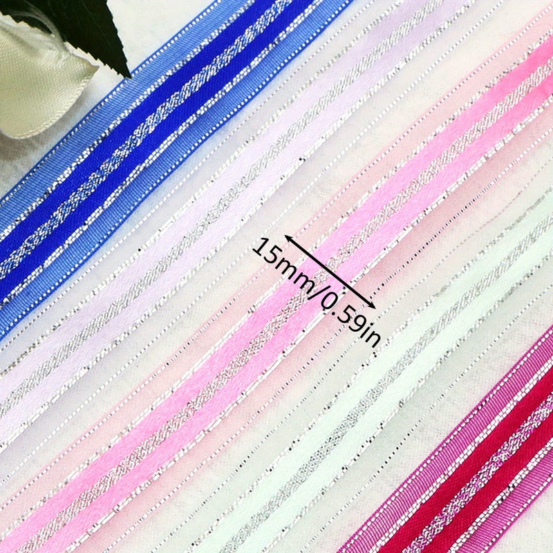 A 5 Yard Roll Of 15mm 0.59 Inch Black Chiffon Ribbon With Metallic Silvery Edge For Wedding Decorations Christmas Parties Floral Designs Gift Wrapping And Crafts - Image 3