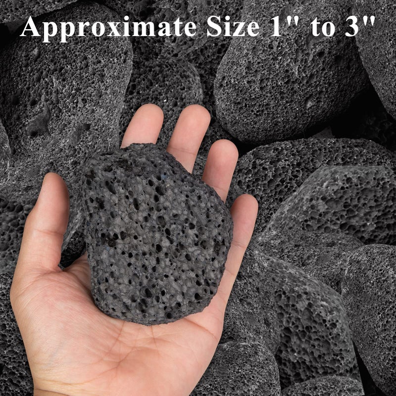 GASPRO 10 lb Large Black Lava Rocks, 1-3 Inch, Ideal for Outdoor Fire Pits, Indoor Fireplaces with Propane and Natural Gas - Image 2