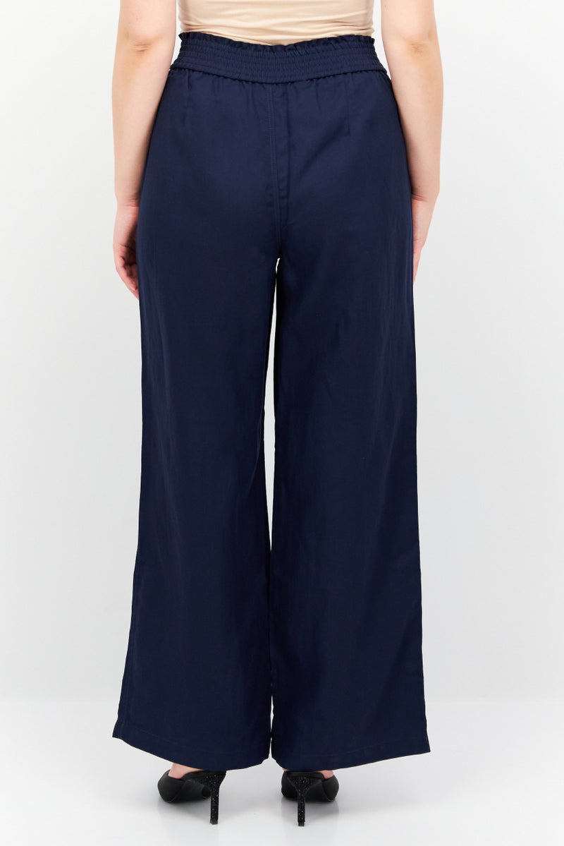 ESPRIT سروال بالازو واسع الساقين للنساء، كحلي - Image 3