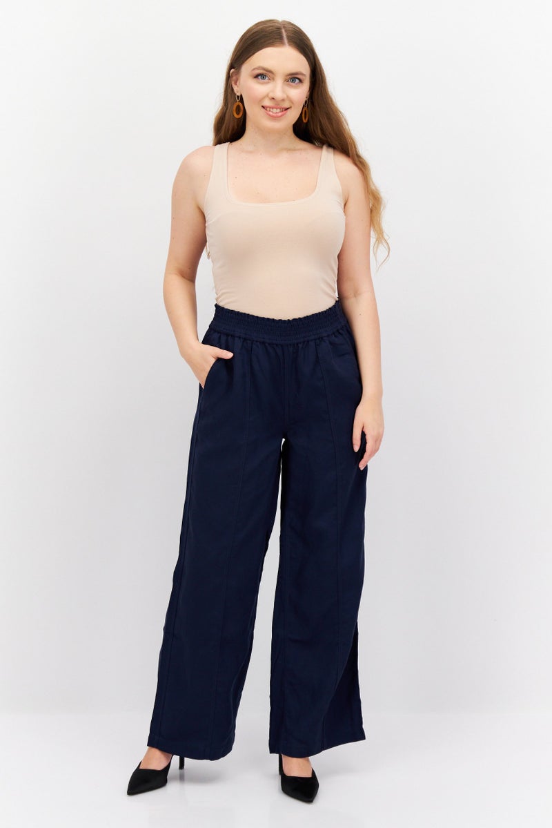 ESPRIT سروال بالازو واسع الساقين للنساء، كحلي - Image 2