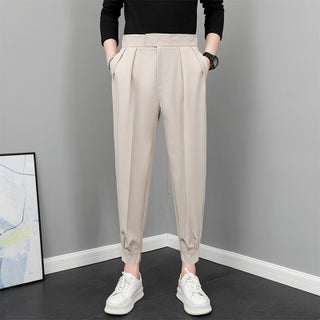 Summer Thin Ice Silk Cropped Pants Mens Velcro Pants Casual All-match Internet Trendy Brand Harlan Small Western Pants Mens B4 khaki (ice silk thin section) - pzsku/Z566FDFA4D5C26F0A9F1CZ/45/1746230235/561eca6c-ece0-46c2-bcba-9d06b93cacdf
