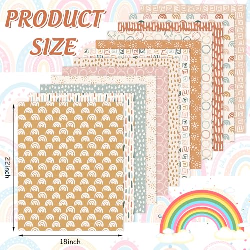 Whaline 12Pcs Boho Cotton Fabric Bundles Boho Sun Circle Raindrops Fat Quarters Sewing Fabrics for DIY Handmade Crafting 18 x 22 Inch - Image 3