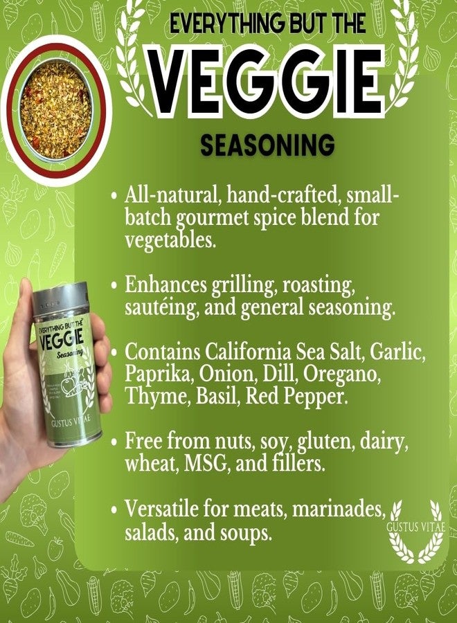 GUSTUS VITAE Everything But The Veggie Seasoning | Gourmet Vegetable Seasoning | Artisanal Spice Mix | All Natural | Non GMO | Hand Crafted | GLP-1 Friendly | Gourmet Vegetable Seasoning Blend | Made In USA | 4.8 oz | Small Batch | Gustus Vitae - Image 4