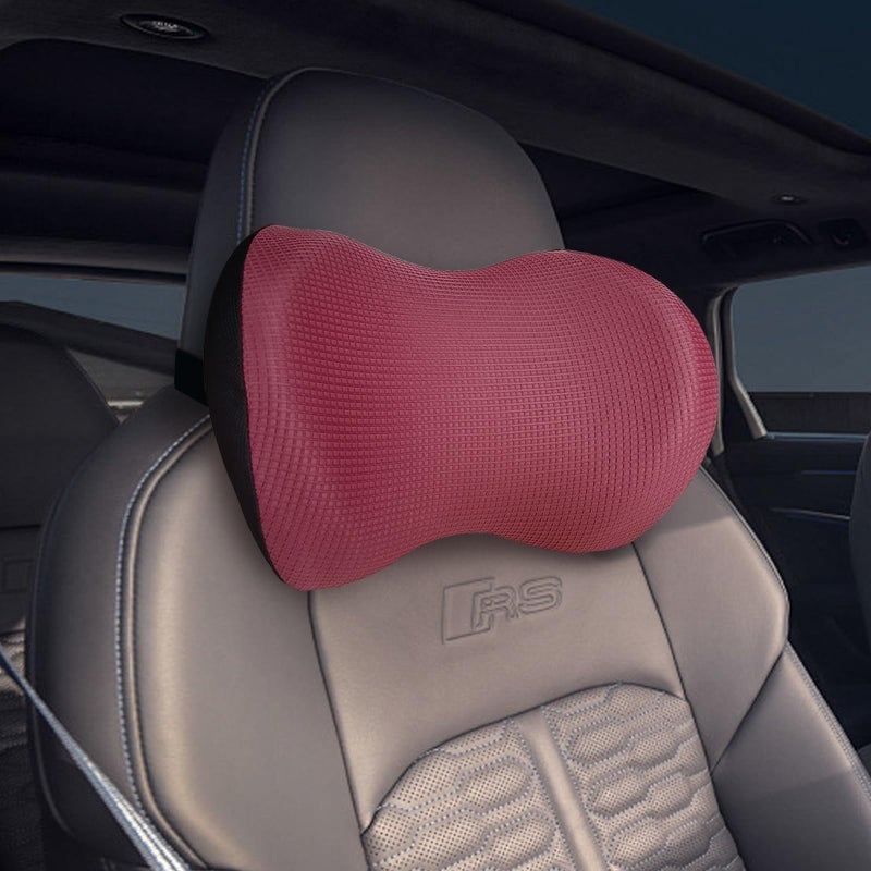 Super Great Car Headrest Pillow Car Pillow for Neck Pain Relief with Adjustable Strap 100 Memory Foam  Breathable Removable Cover Ergonomic Design  Softness Travel Car Neck PillowMaroon 1PC