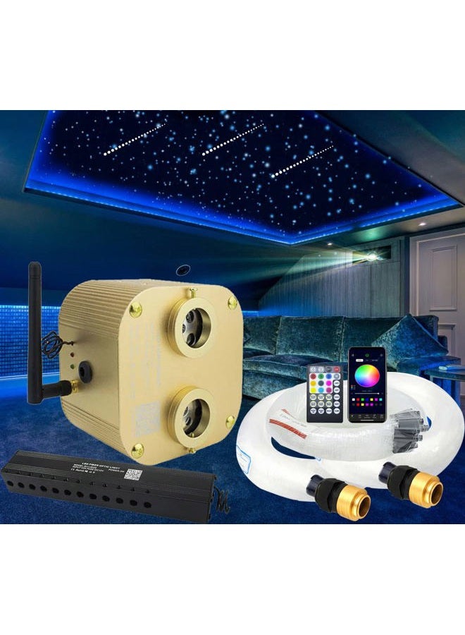 azimom Bluetooth Dual-Port 20W Twinkle Fiber Optic Lights Meteor Shooting Star Ceiling Lighting Kits Mixed 860pcs*13.1ft Fiber Strands RGBW Music Remote APP Control Light Source Home Car Ceiling Décor - Image 1
