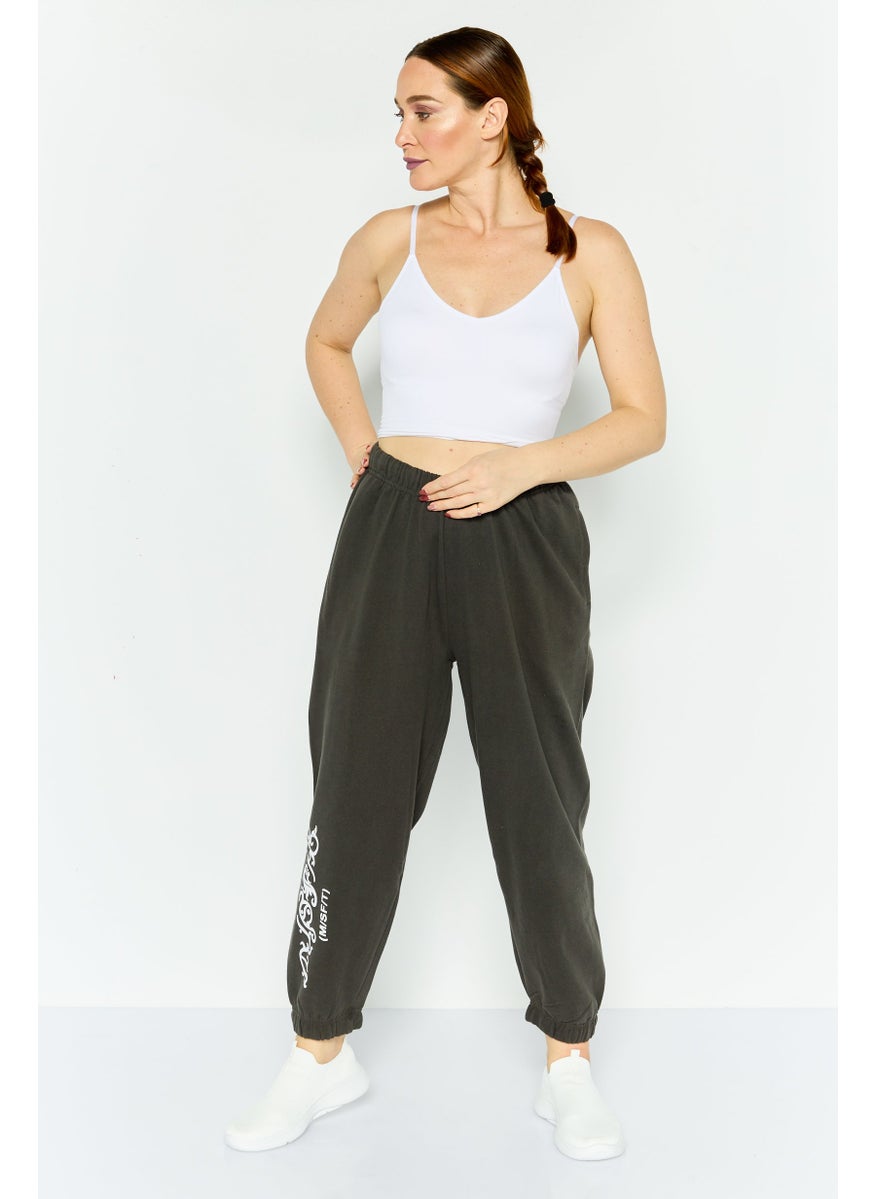 Misfit Women Regular Fit Graphic Print Sweatpants, Charcoal  - Image 2