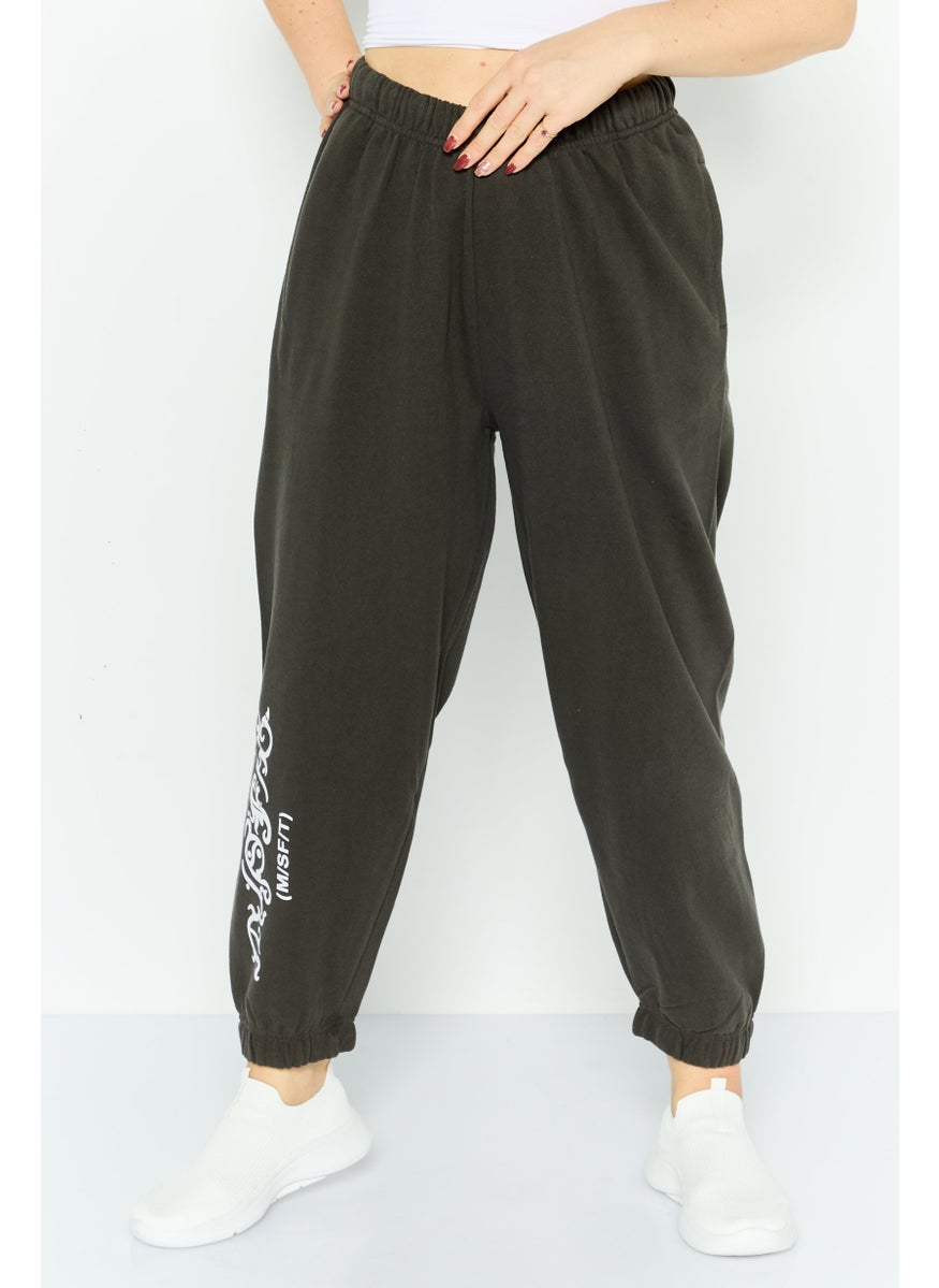 Misfit Women Regular Fit Graphic Print Sweatpants, Charcoal  - Image 1