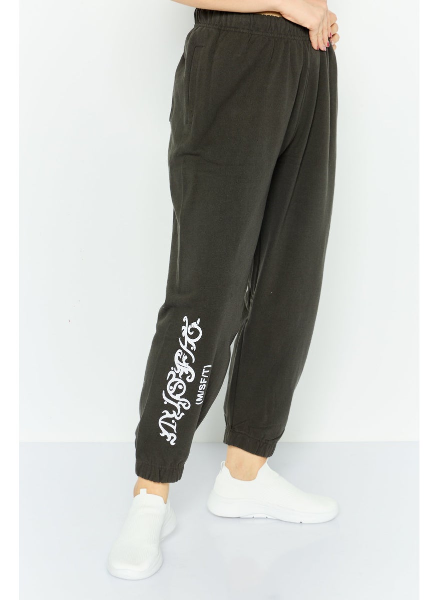 Misfit Women Regular Fit Graphic Print Sweatpants, Charcoal  - Image 3