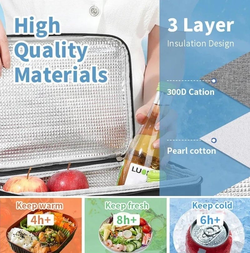 Insulated Lunch Bag 6.4L – Portable Cooler Bag for Work, School, Office, Picnic – Thickened & Leakproof  Lunch Box for Men & Women (Wine) - Image 4