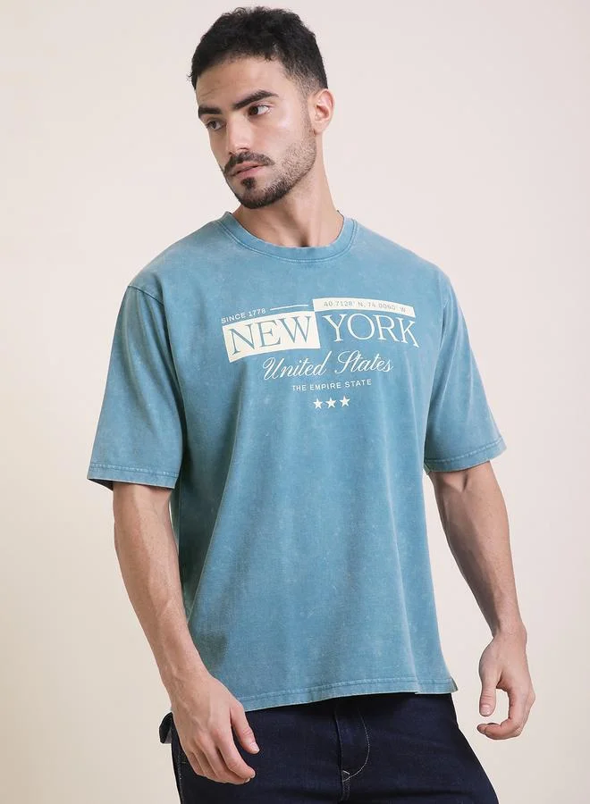 Dillinger Men Oversized Acid Washed Printed T-Shirt