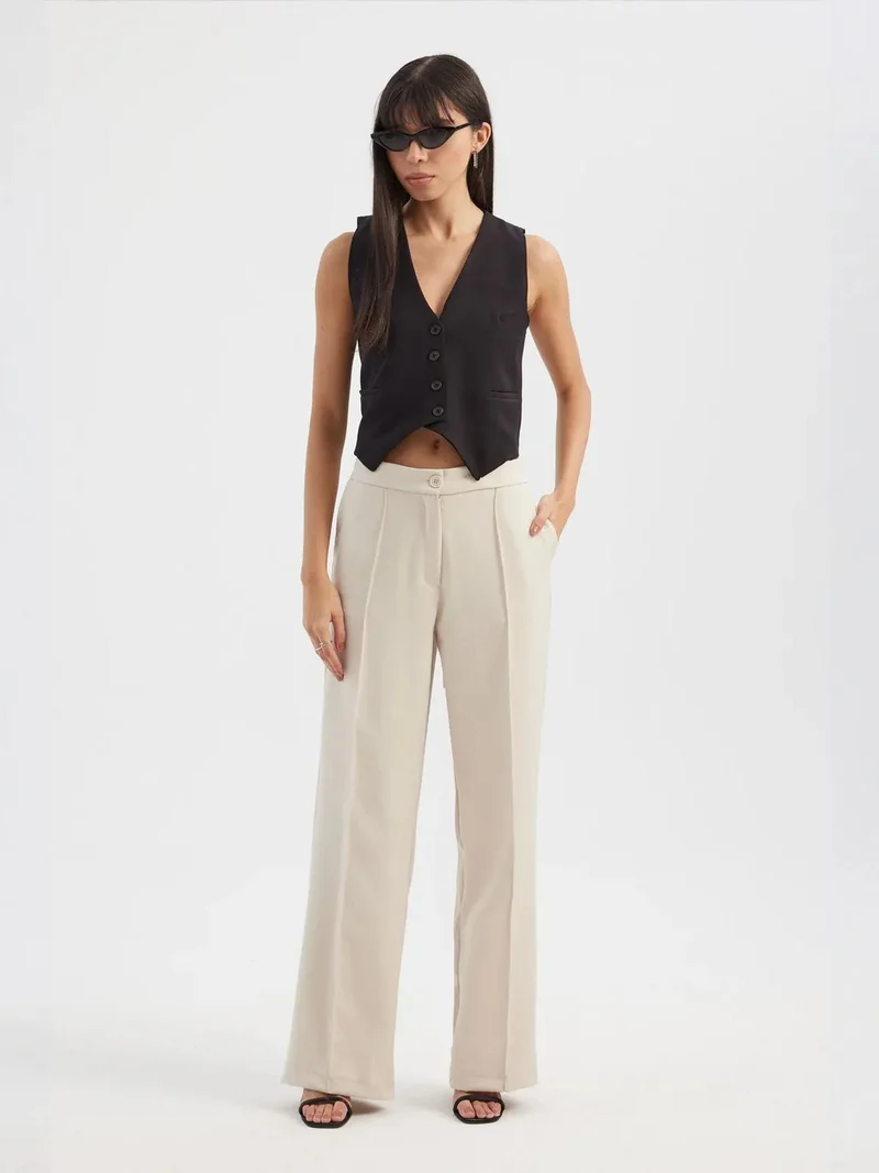 HICCUP High Waist Pleated Wide Leg Trousers